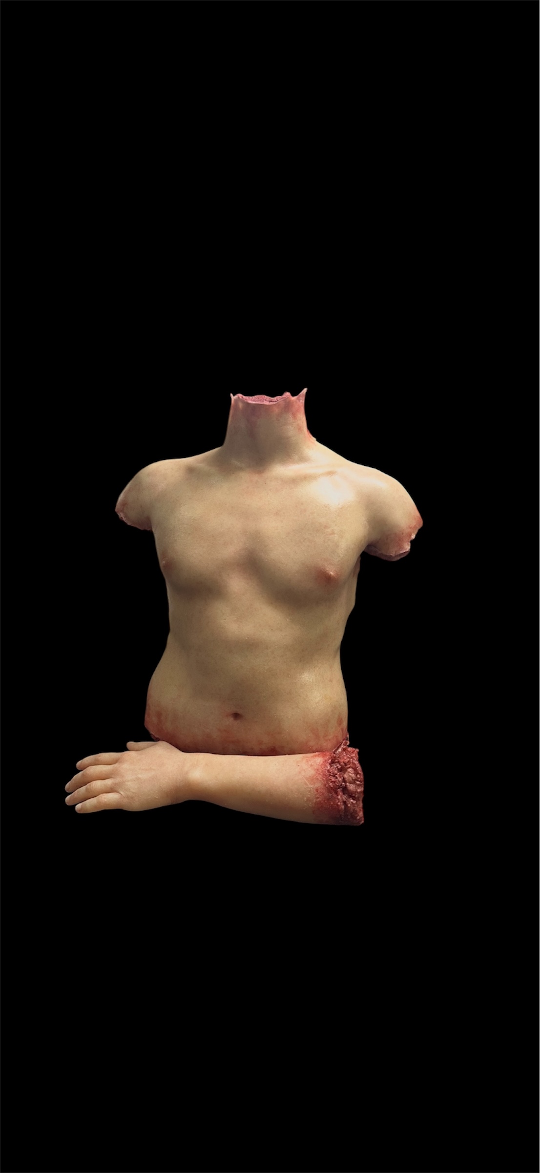 Custom silicone body prop, full torso and arm