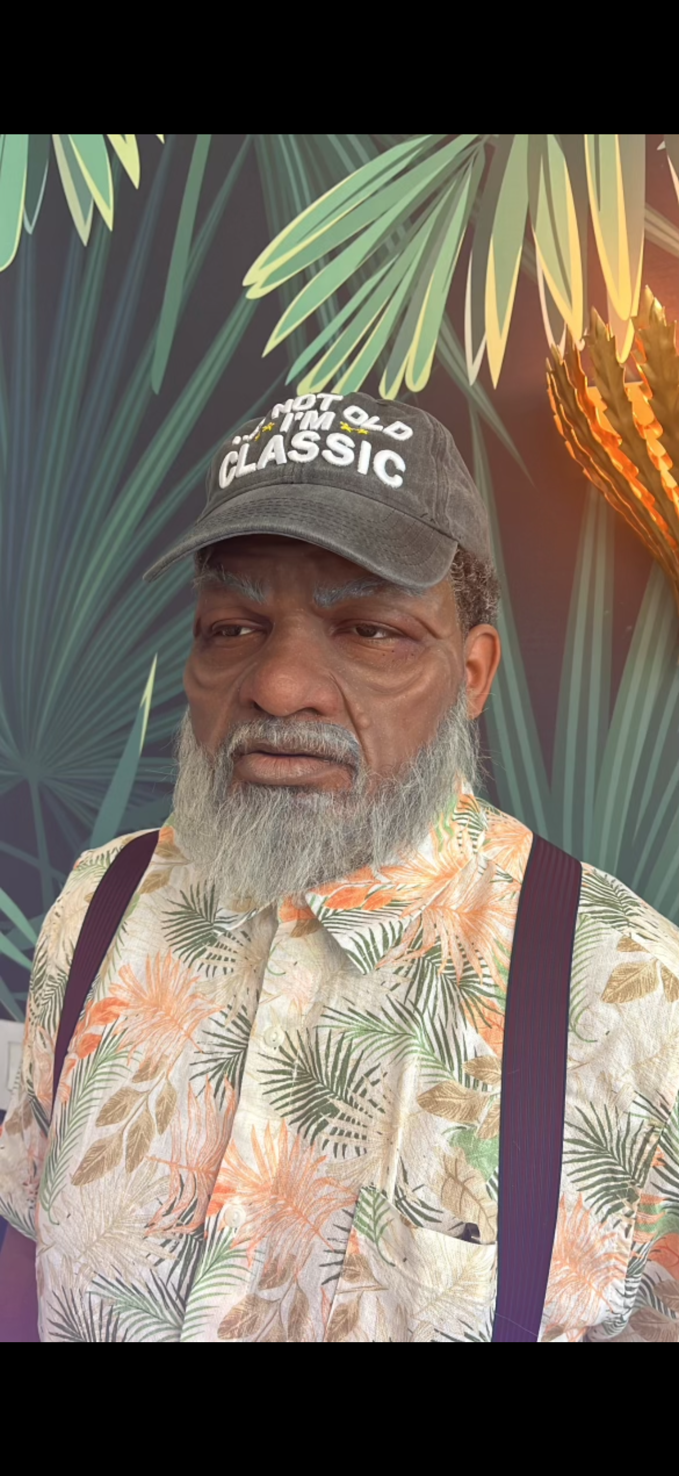Old Age full-face prosthetic applied and painted