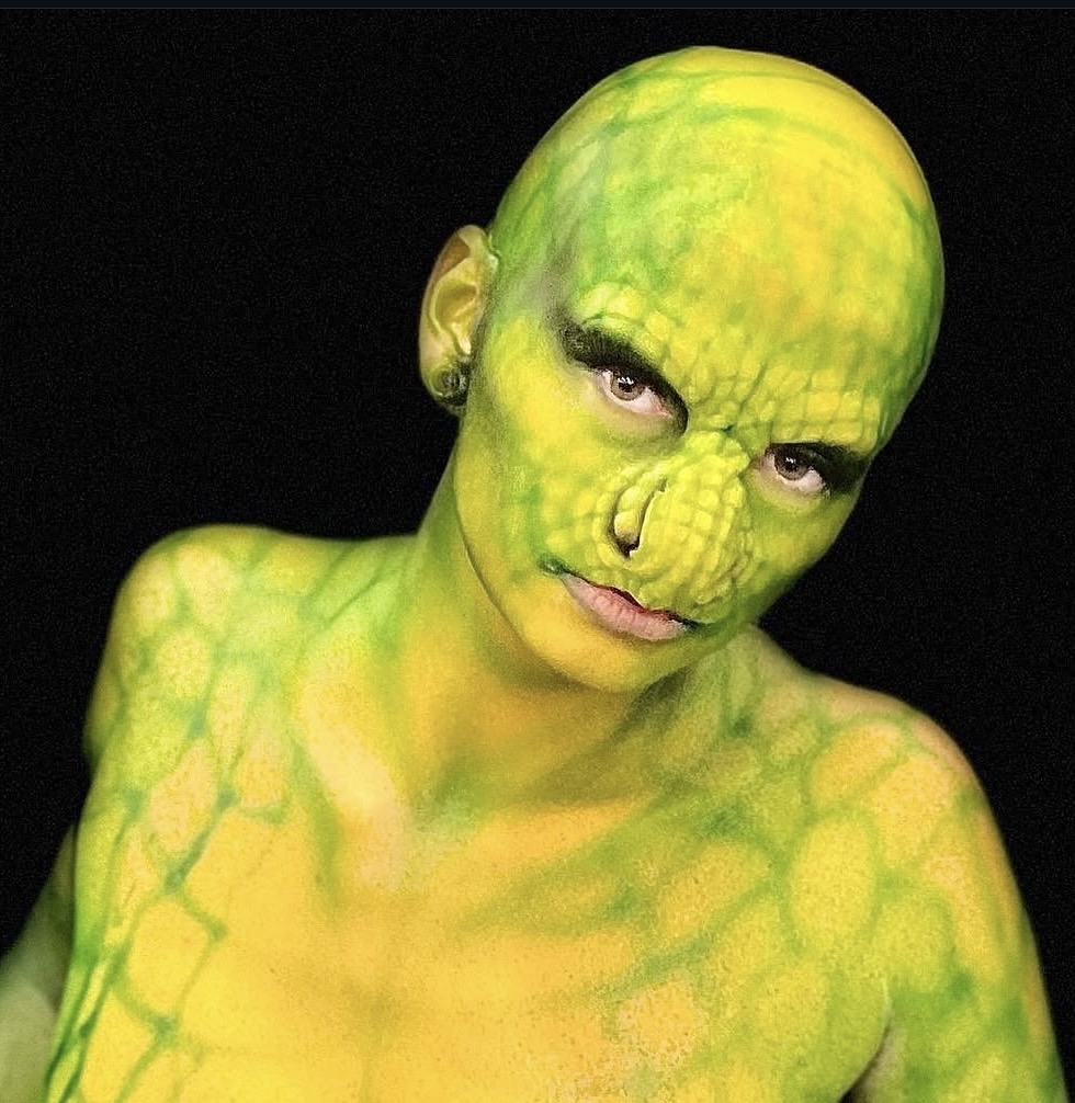 Scaly Brow and Nose prosthetic applied and painted